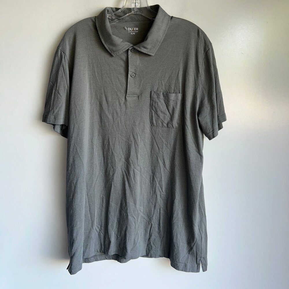 DU/ER Men's Gray Short Sleeve Pima Cotton Blend Polo Shirt Size XL